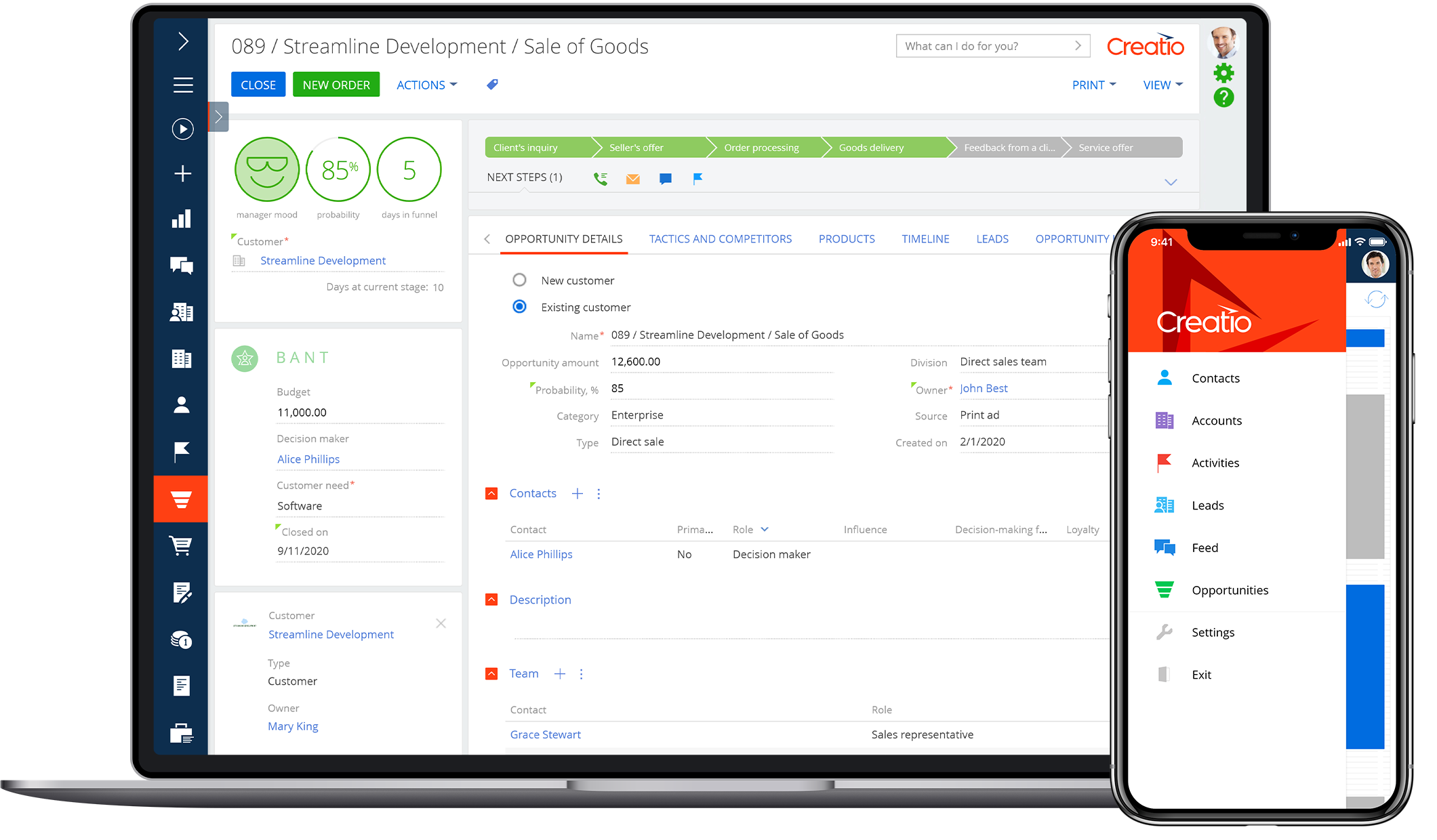 Creatio enterprise CRM software